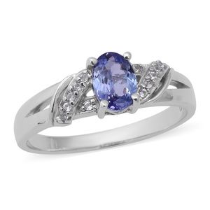 Tanzanite and Natural White Zircon Ring